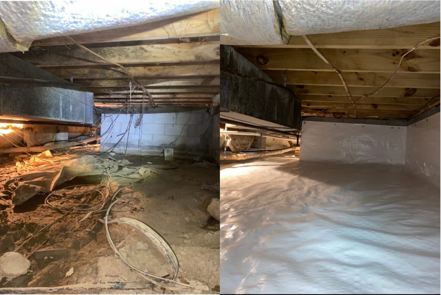 Valley Crawlspace before and after of crawlspace encapsulation